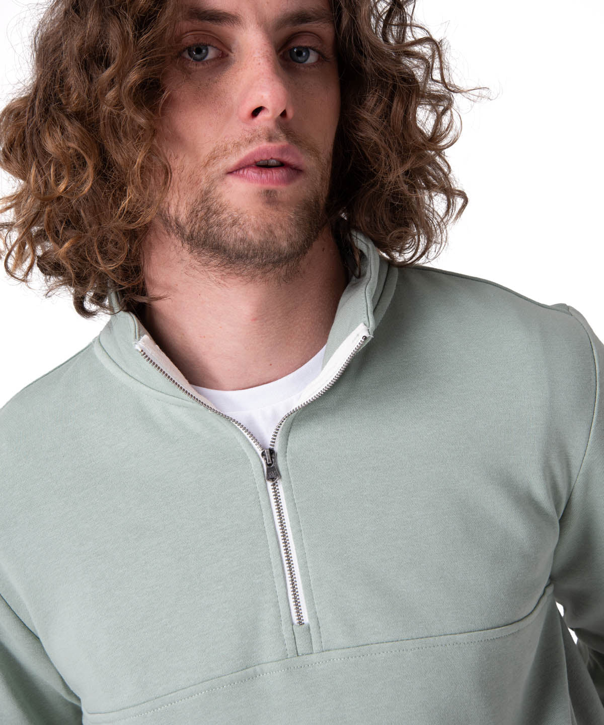Poleron Hombre Quarter Zip Cozy Pul Verde