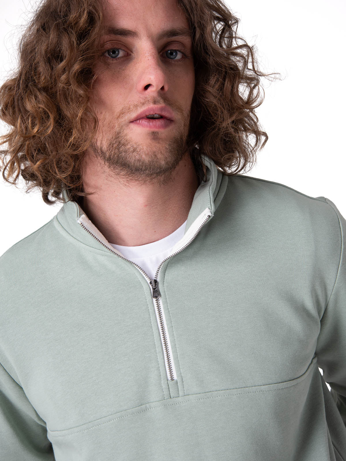 Poleron Hombre Quarter Zip Cozy Pul Verde