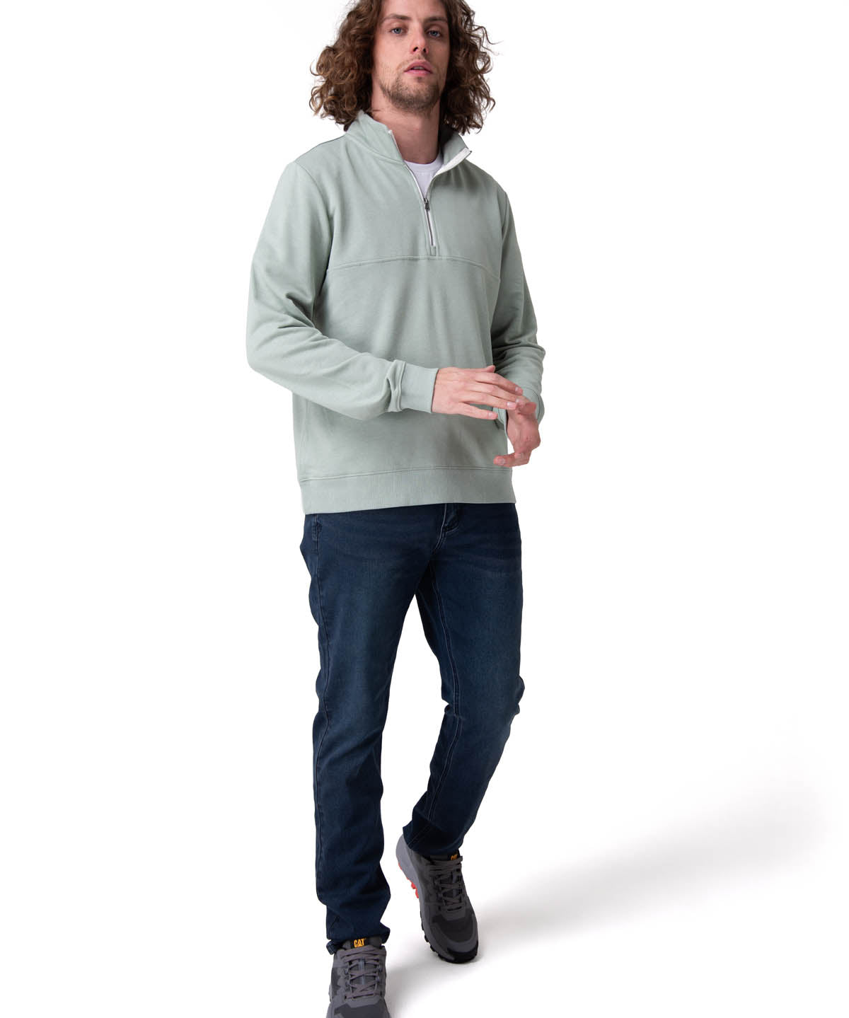 Poleron Hombre Quarter Zip Cozy Pul Verde