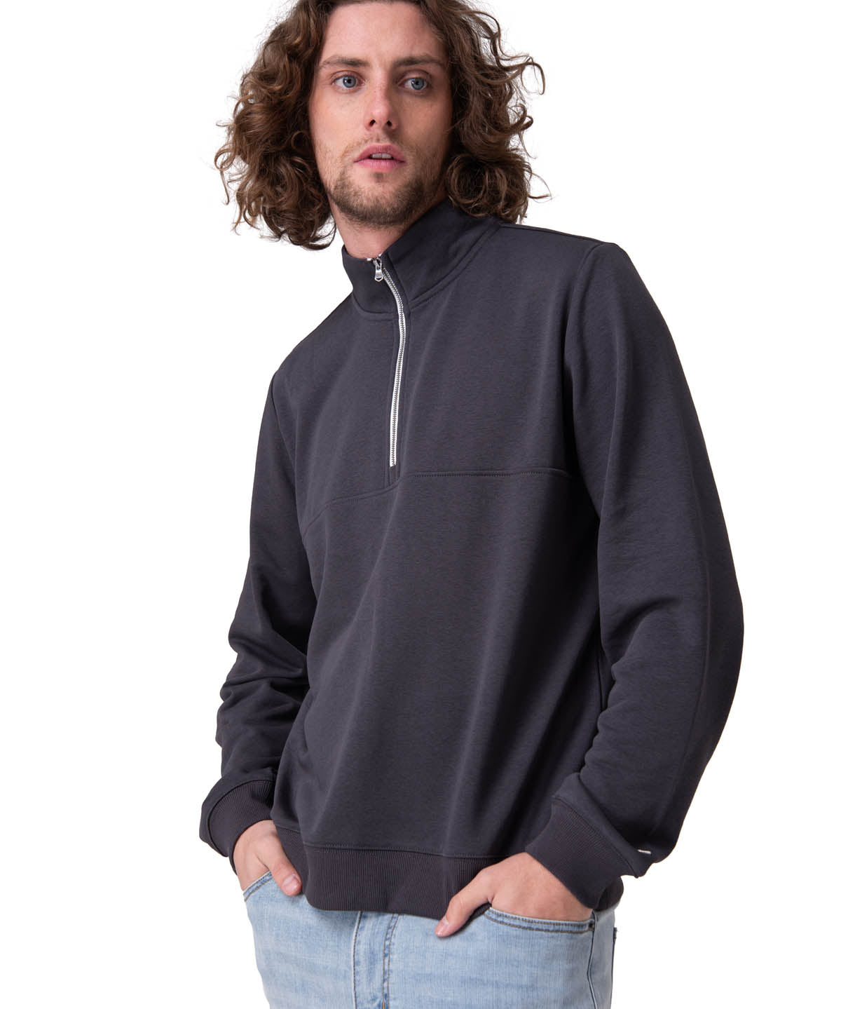 Poleron Hombre Quarter Zip Cozy Pul Negro