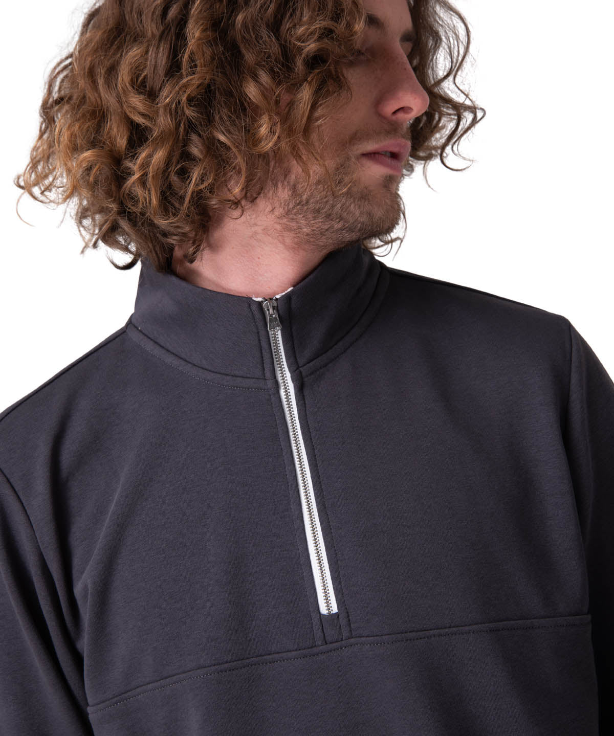 Poleron Hombre Quarter Zip Cozy Pul Negro