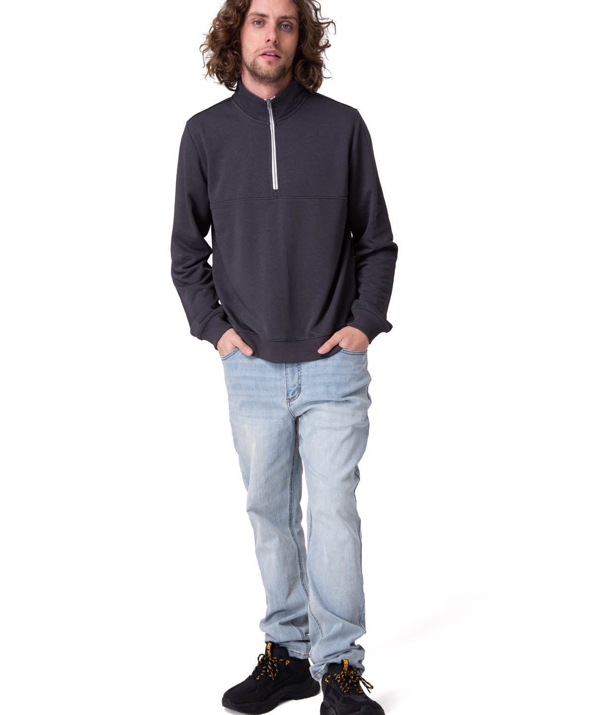 Poleron Hombre Quarter Zip Cozy Pul Negro
