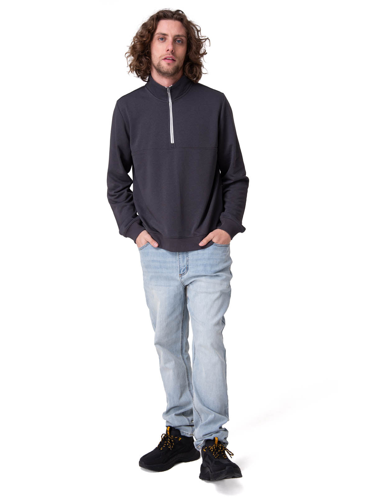 Poleron Hombre Quarter Zip Cozy Pul Negro