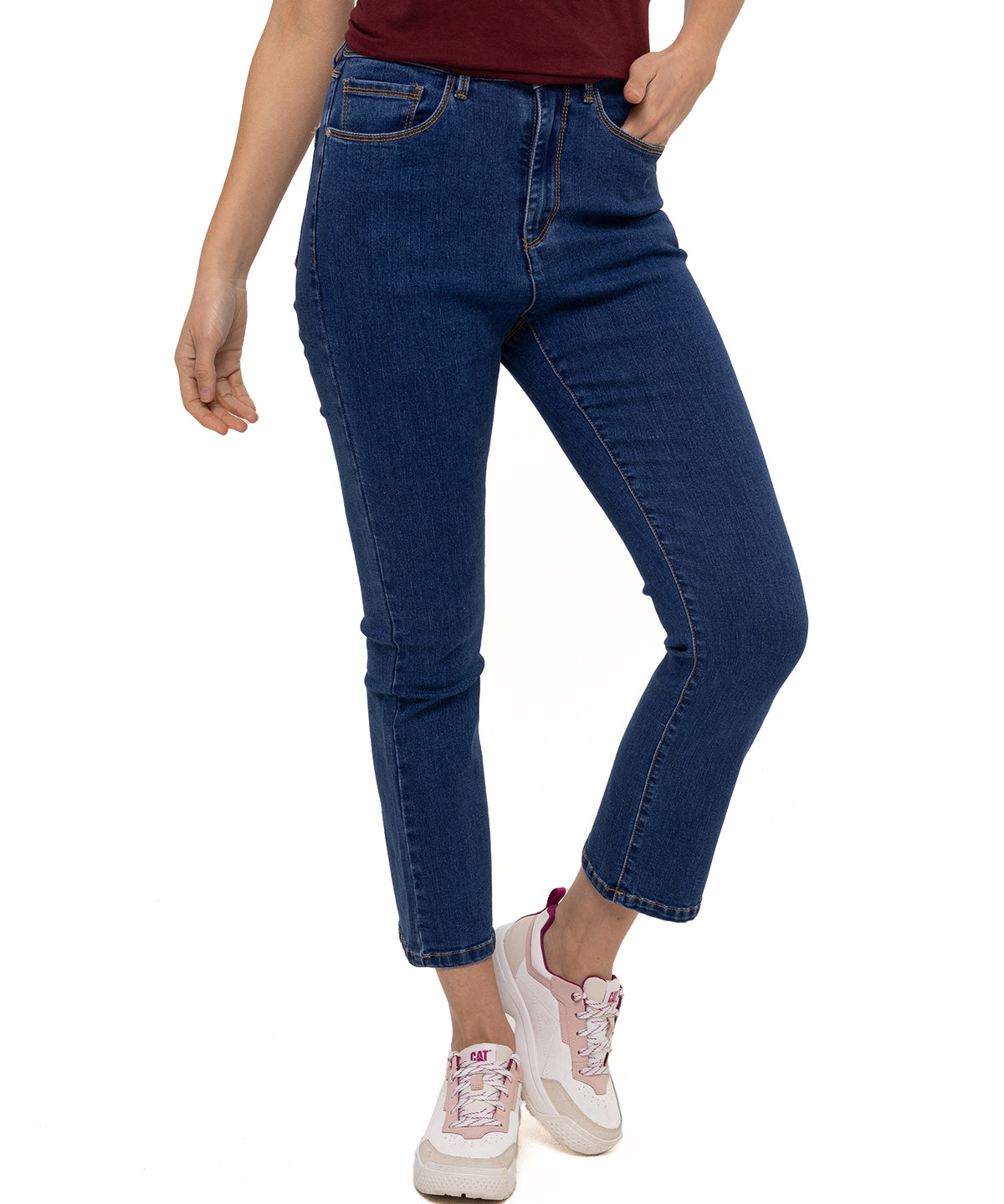 Jeans Casual Mujer W High Rise Crop Bootcut Jean Azul Cat