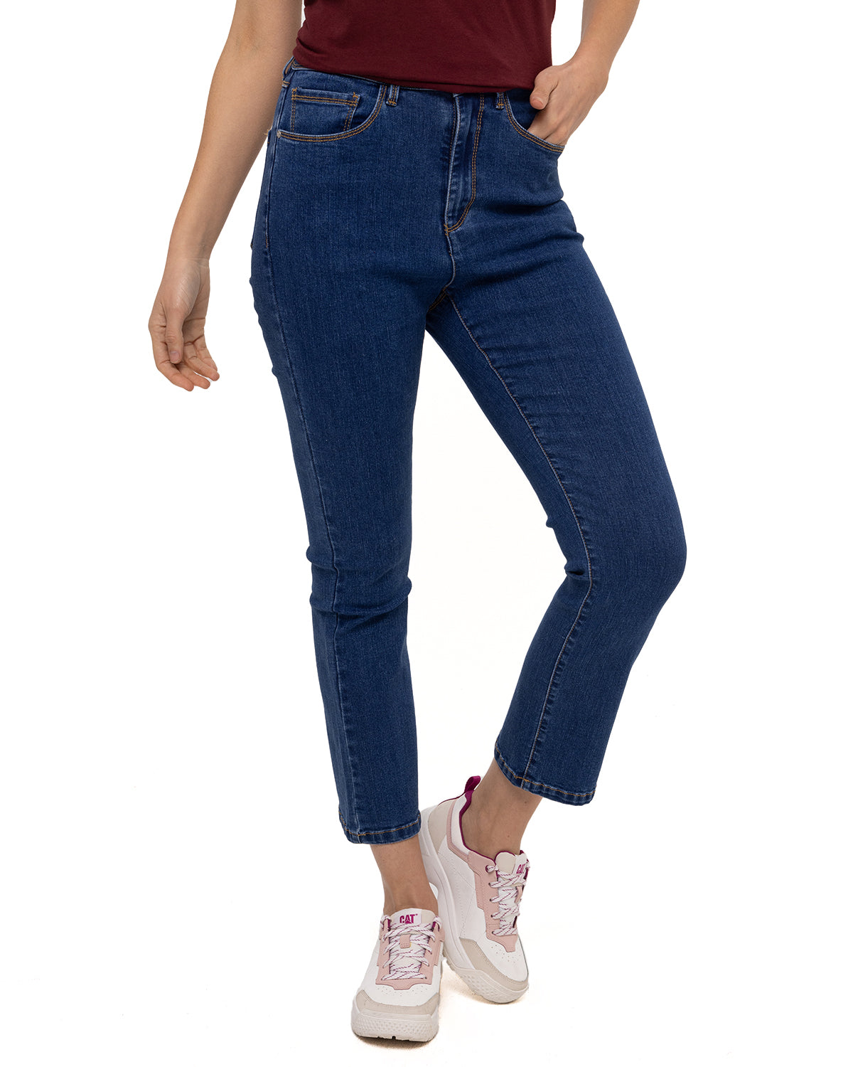 Jeans Casual Mujer W High Rise Crop Bootcut Jean Azul Cat