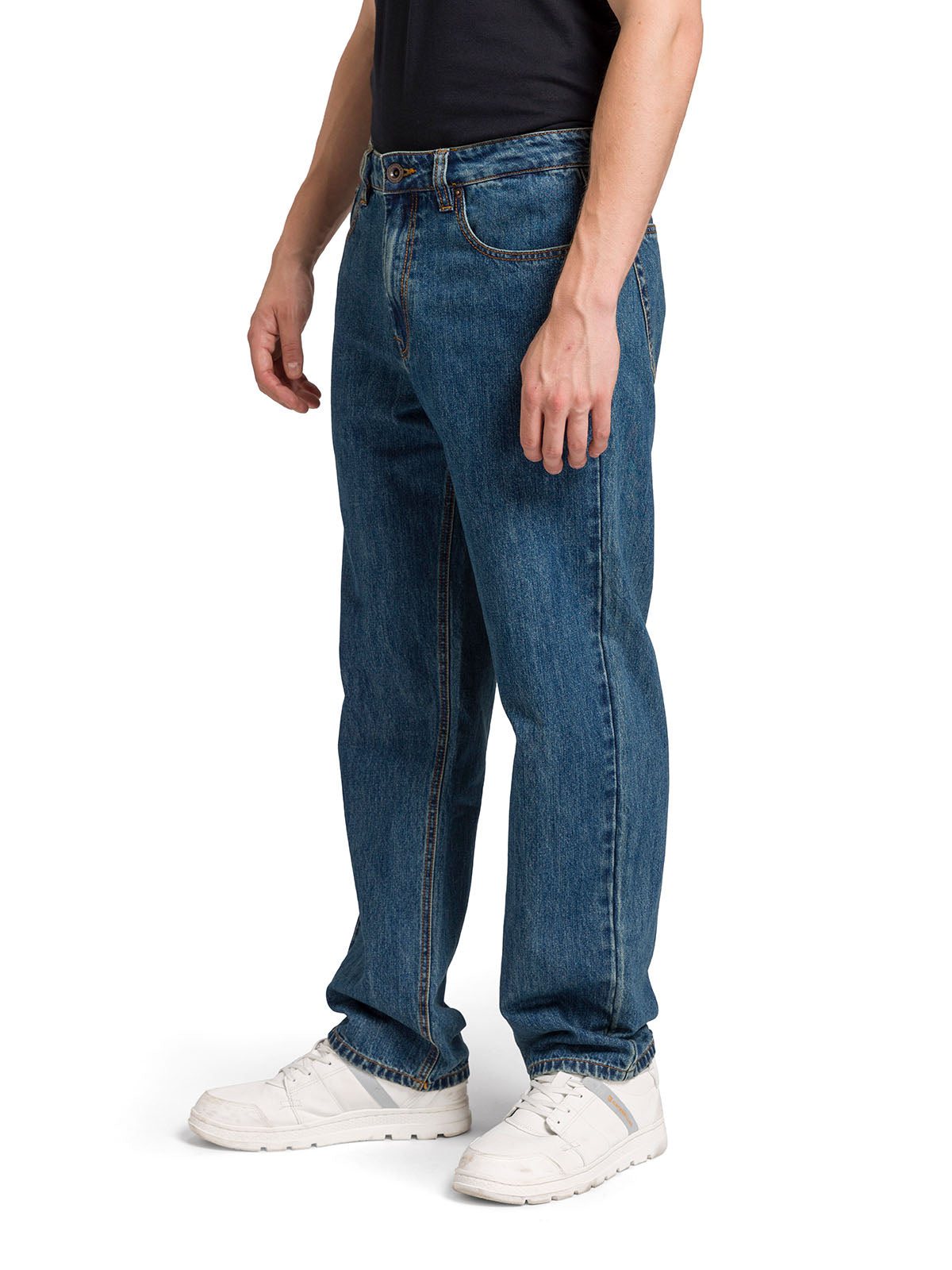 Jeans Recto Hombre Rigid Denim Straight Azul Marino Cat