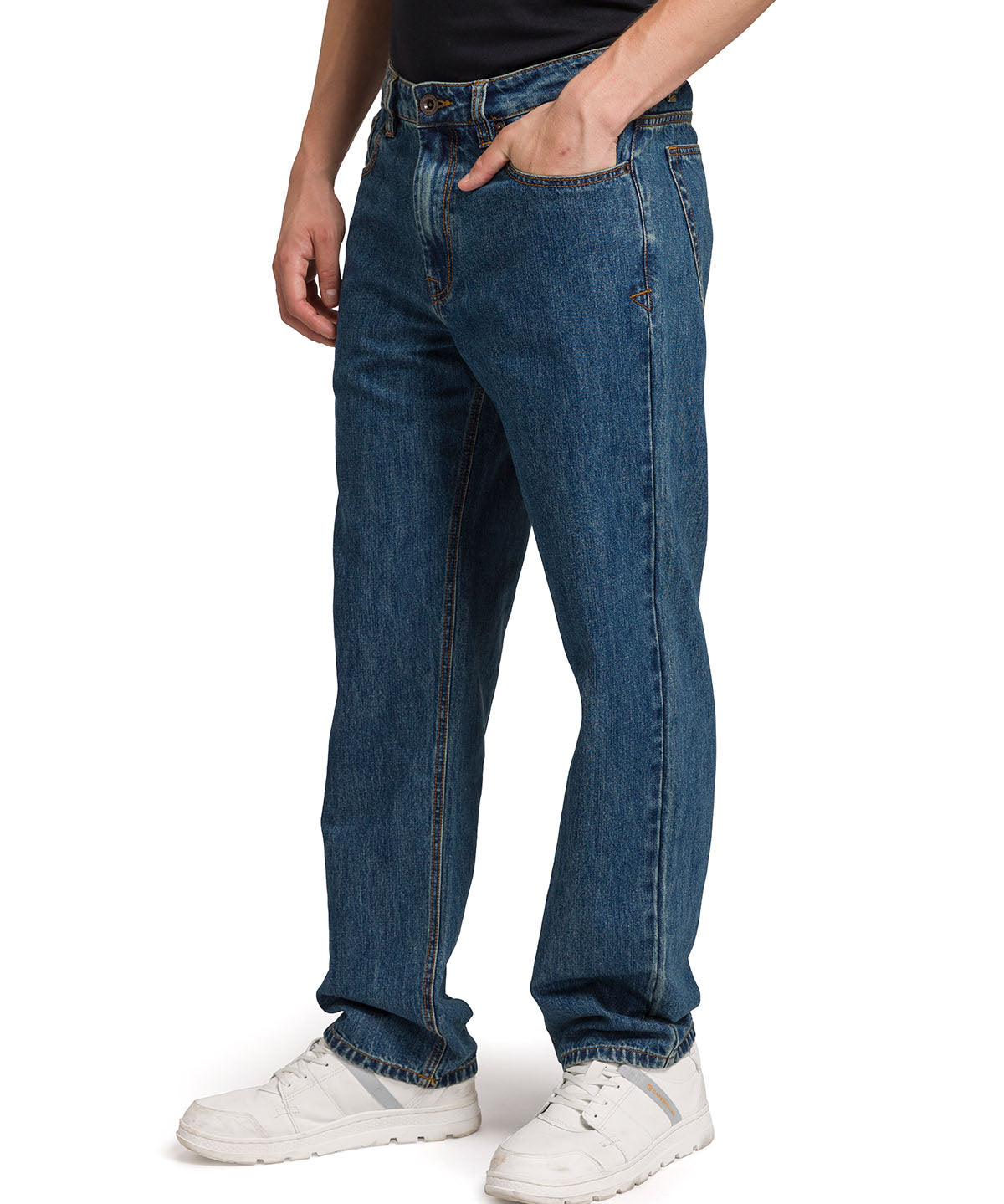Jeans Recto Hombre Rigid Denim Straight Azul Marino Cat