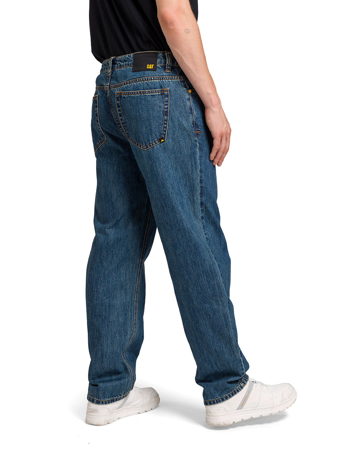 Jeans Recto Hombre Rigid Denim Straight Azul Marino Cat