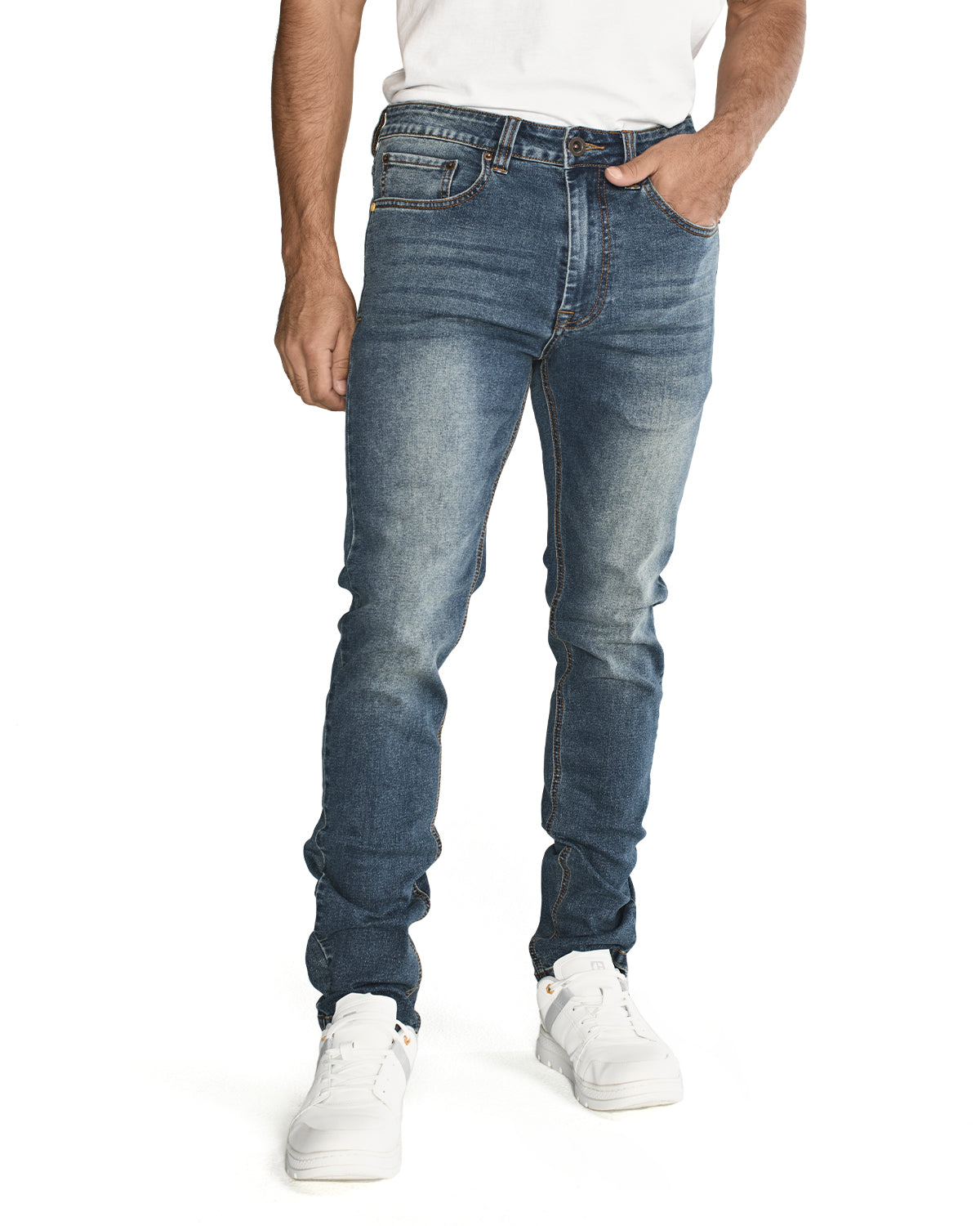 Jeans Casual Hombre Triblend Stretch Denim Skinny Azul Cat