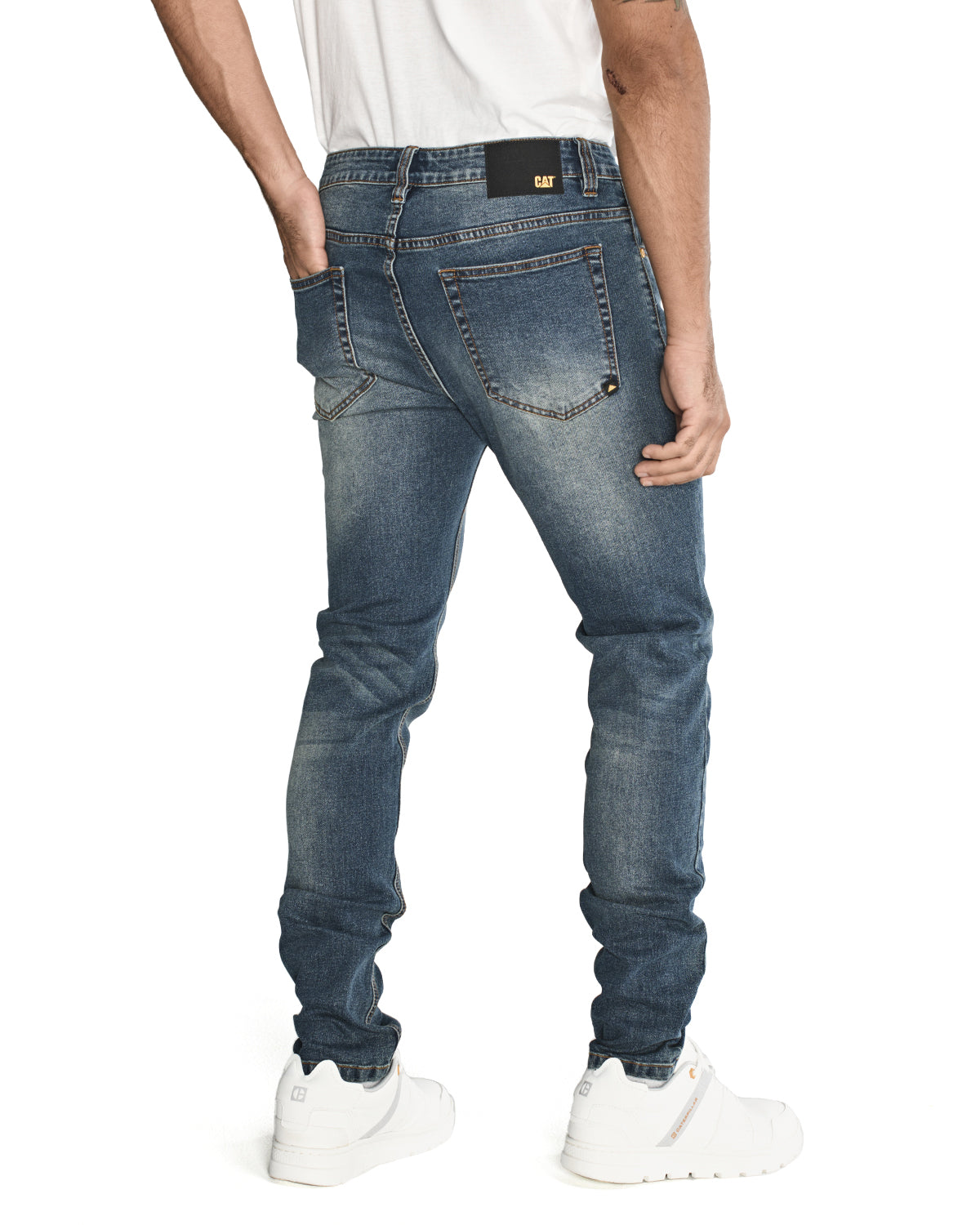 Jeans Casual Hombre Triblend Stretch Denim Skinny Azul Cat