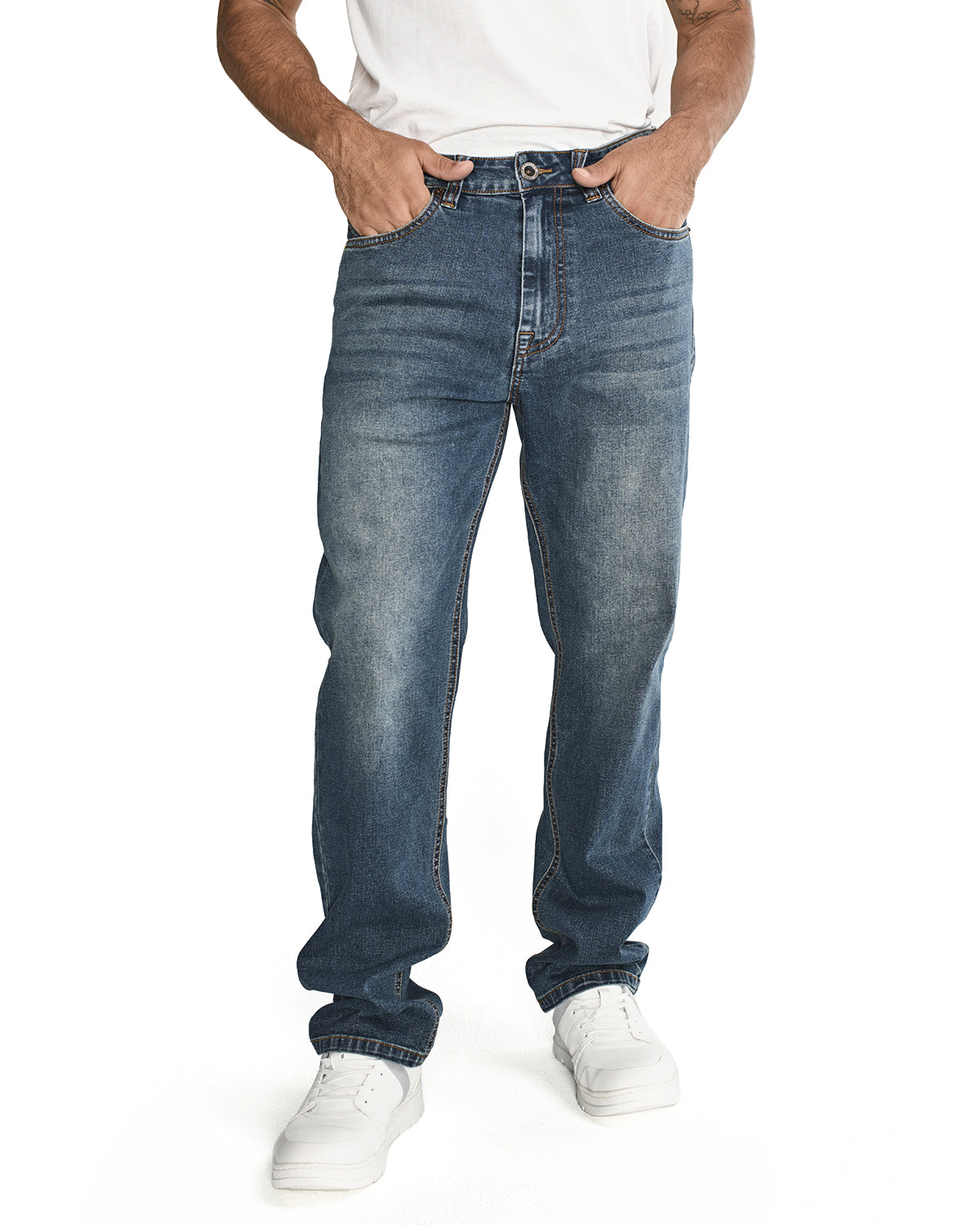 Jeans Casual Hombre Triblend Stretch Denim Straight Azul Cat