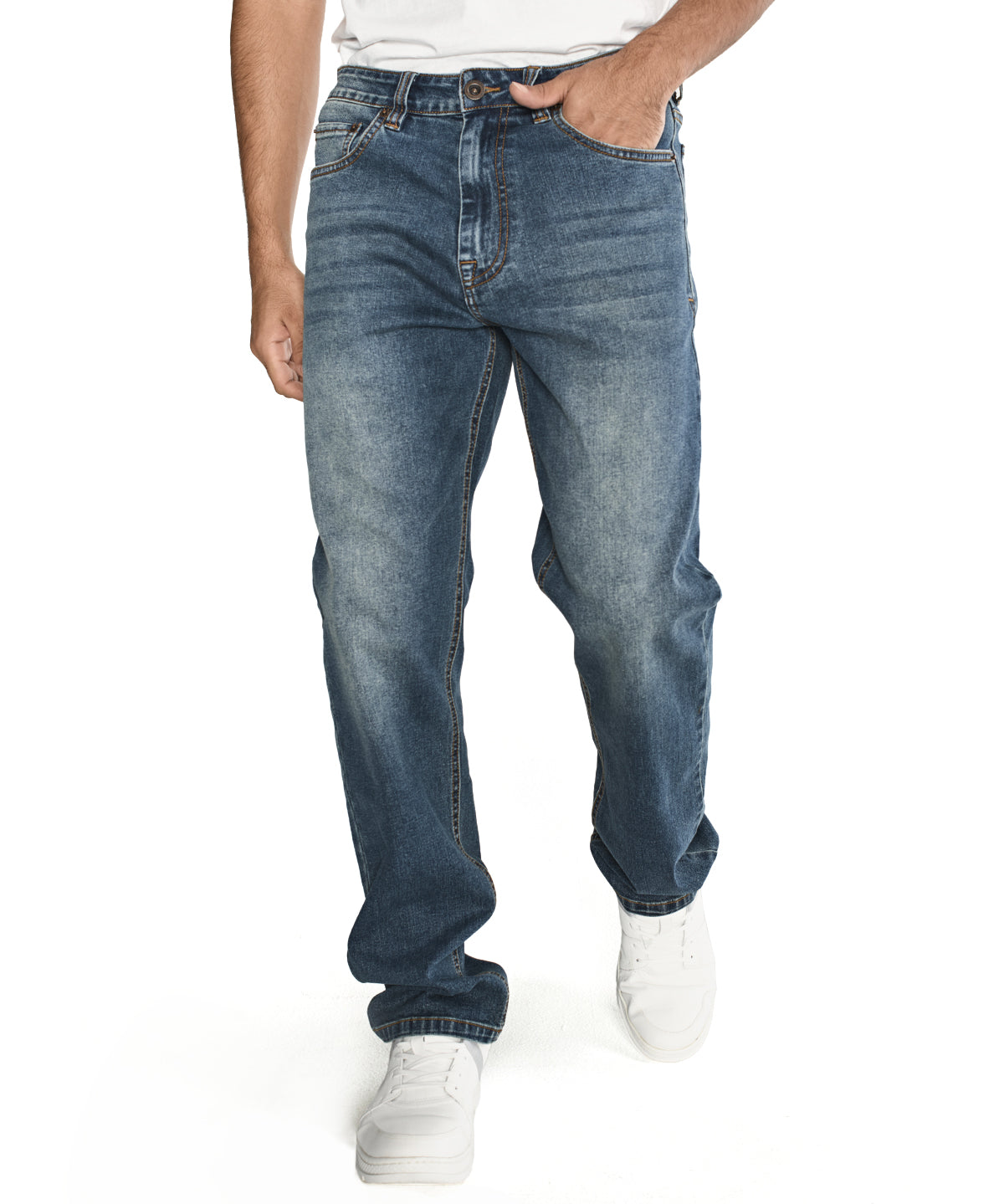 Jeans Casual Hombre Triblend Stretch Denim Straight Azul Cat