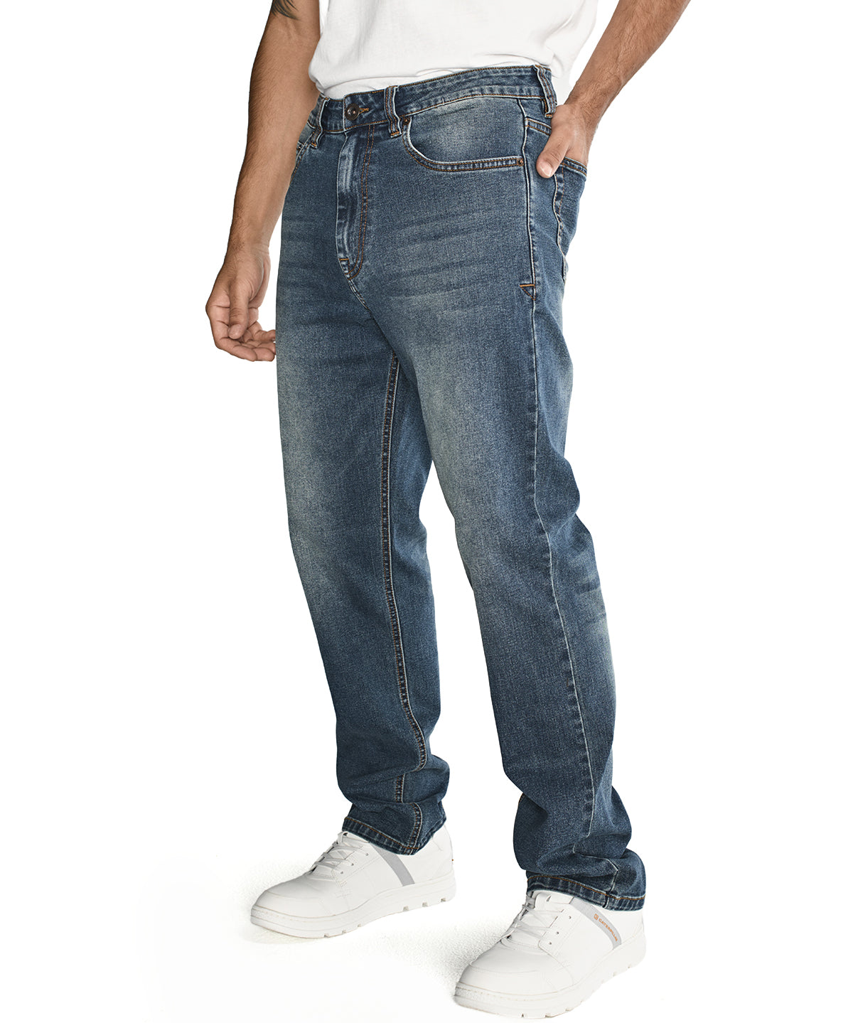 Jeans Casual Hombre Triblend Stretch Denim Straight Azul Cat