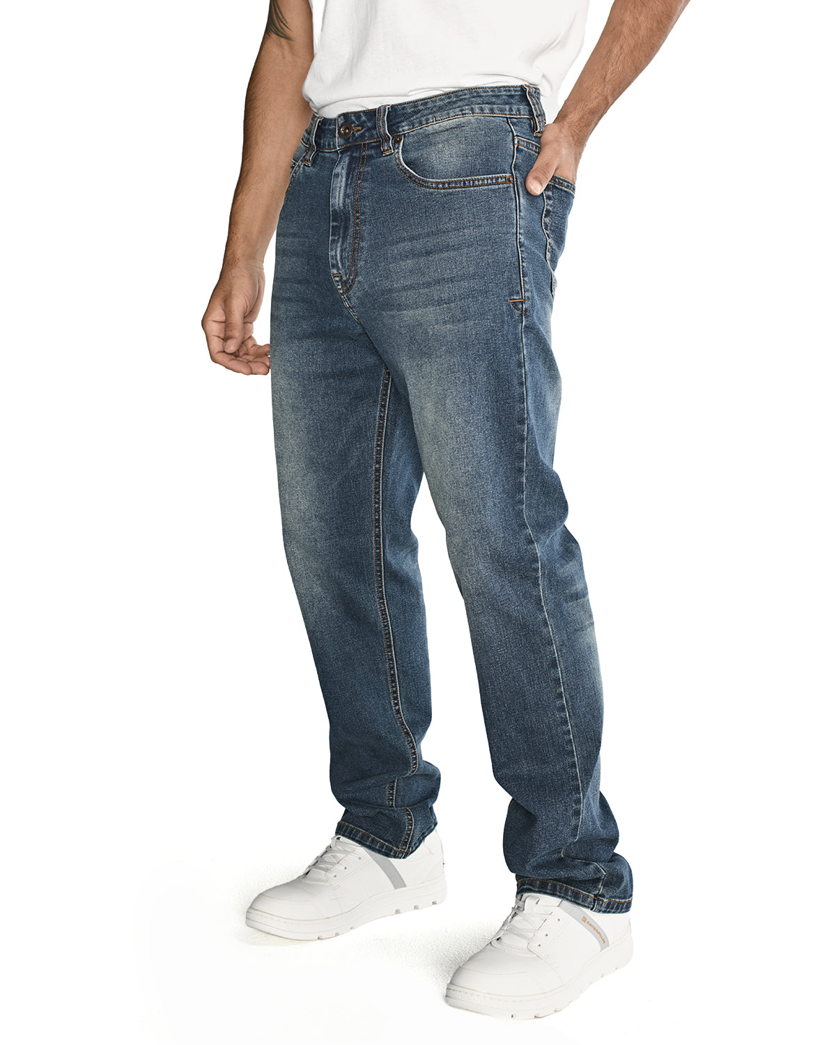 Jeans Casual Hombre Triblend Stretch Denim Straight Azul Cat