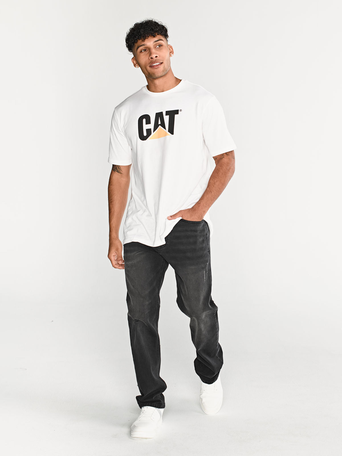 Jeans Rectos Hombre Tribllend Stretch Gris Cat