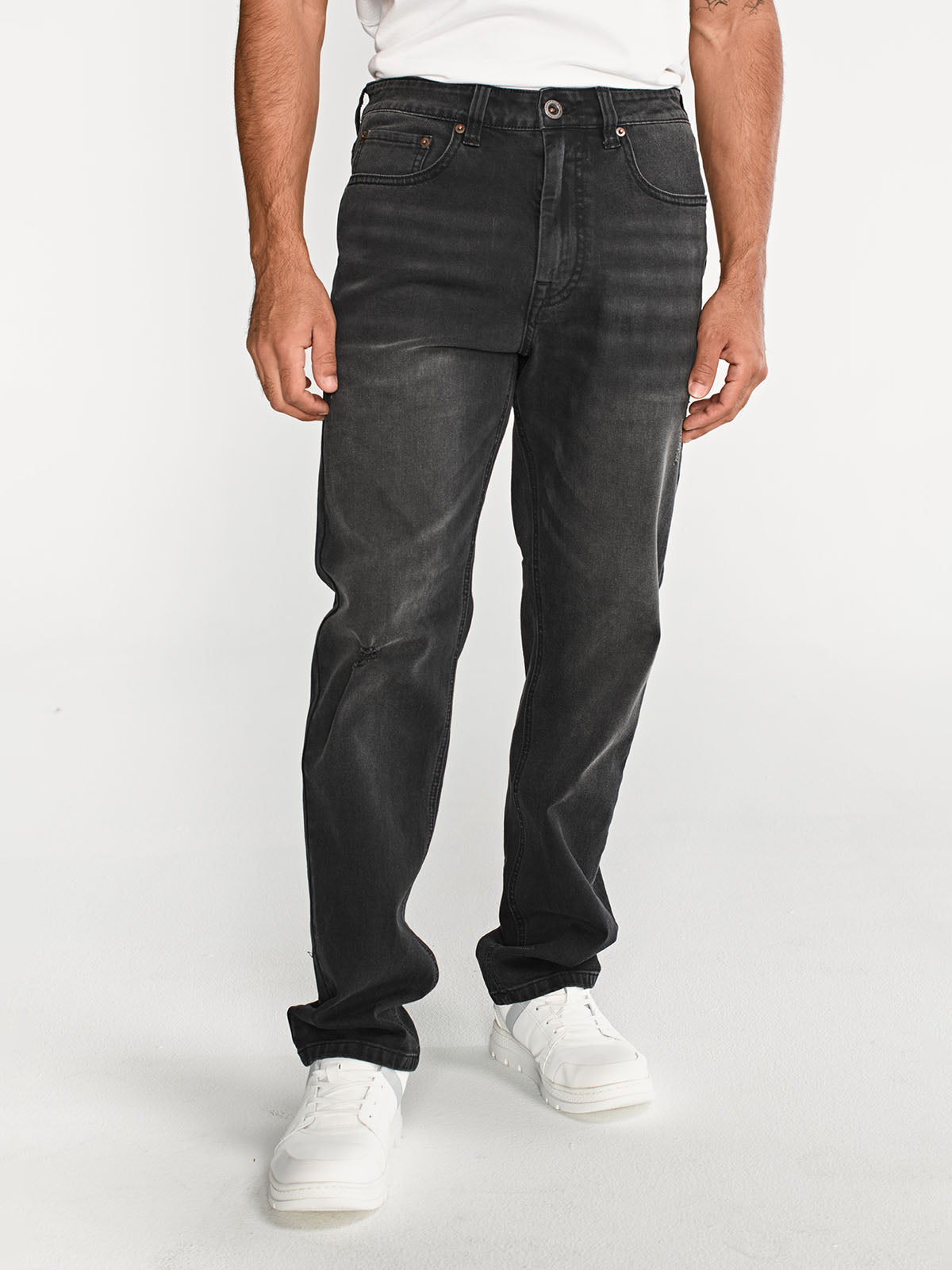 Jeans Rectos Hombre Tribllend Stretch Gris Cat