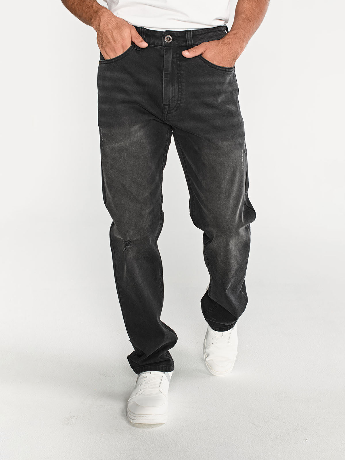 Jeans Rectos Hombre Tribllend Stretch Gris Cat