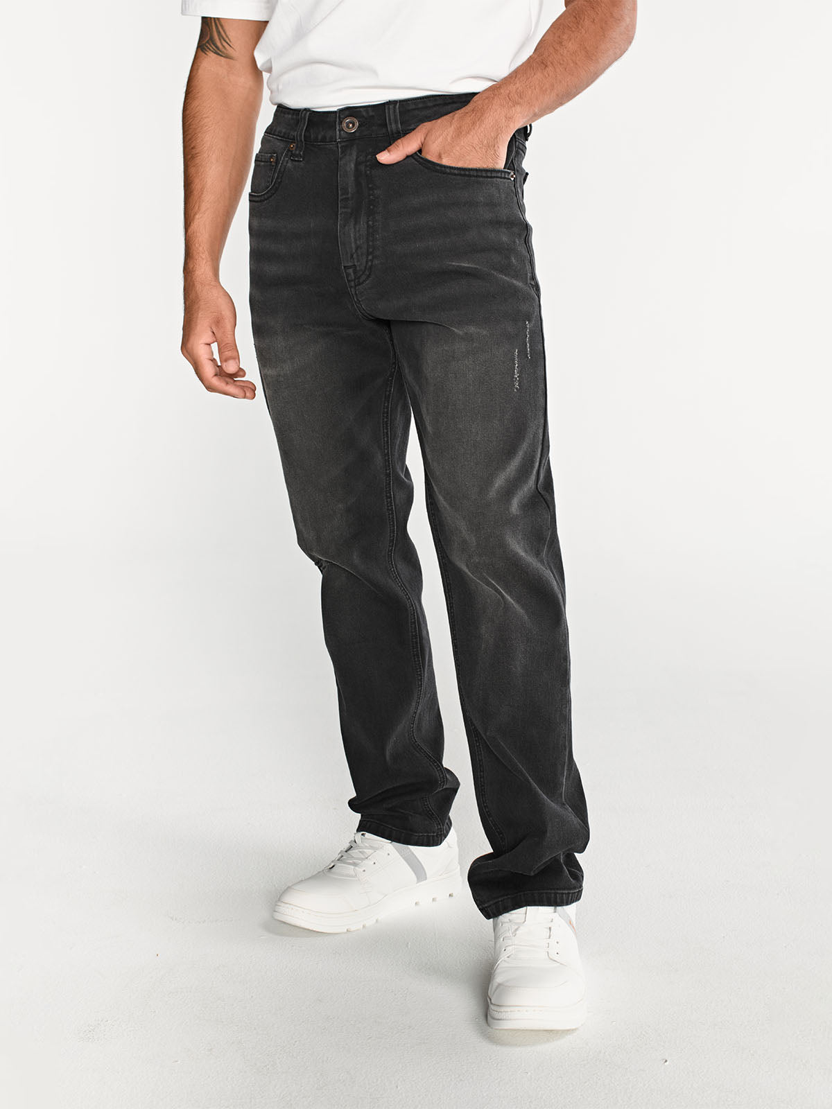 Jeans Rectos Hombre Tribllend Stretch Gris Cat