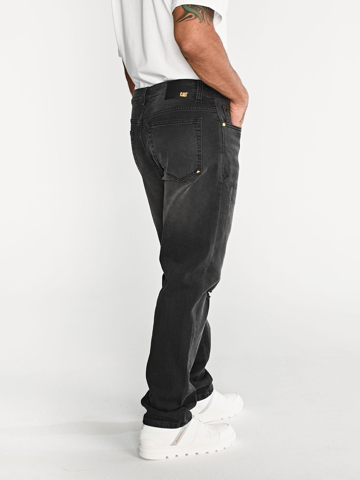 Jeans Rectos Hombre Tribllend Stretch Gris Cat