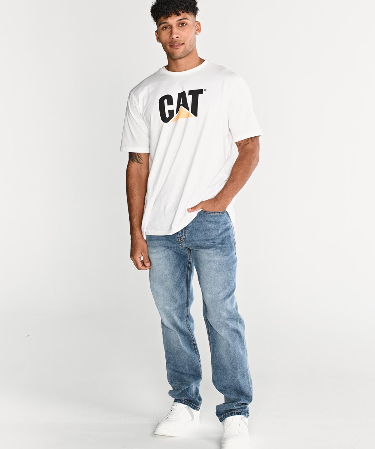 Jeans Rectos Hombre Tribllend Stretch Azul Claro Cat