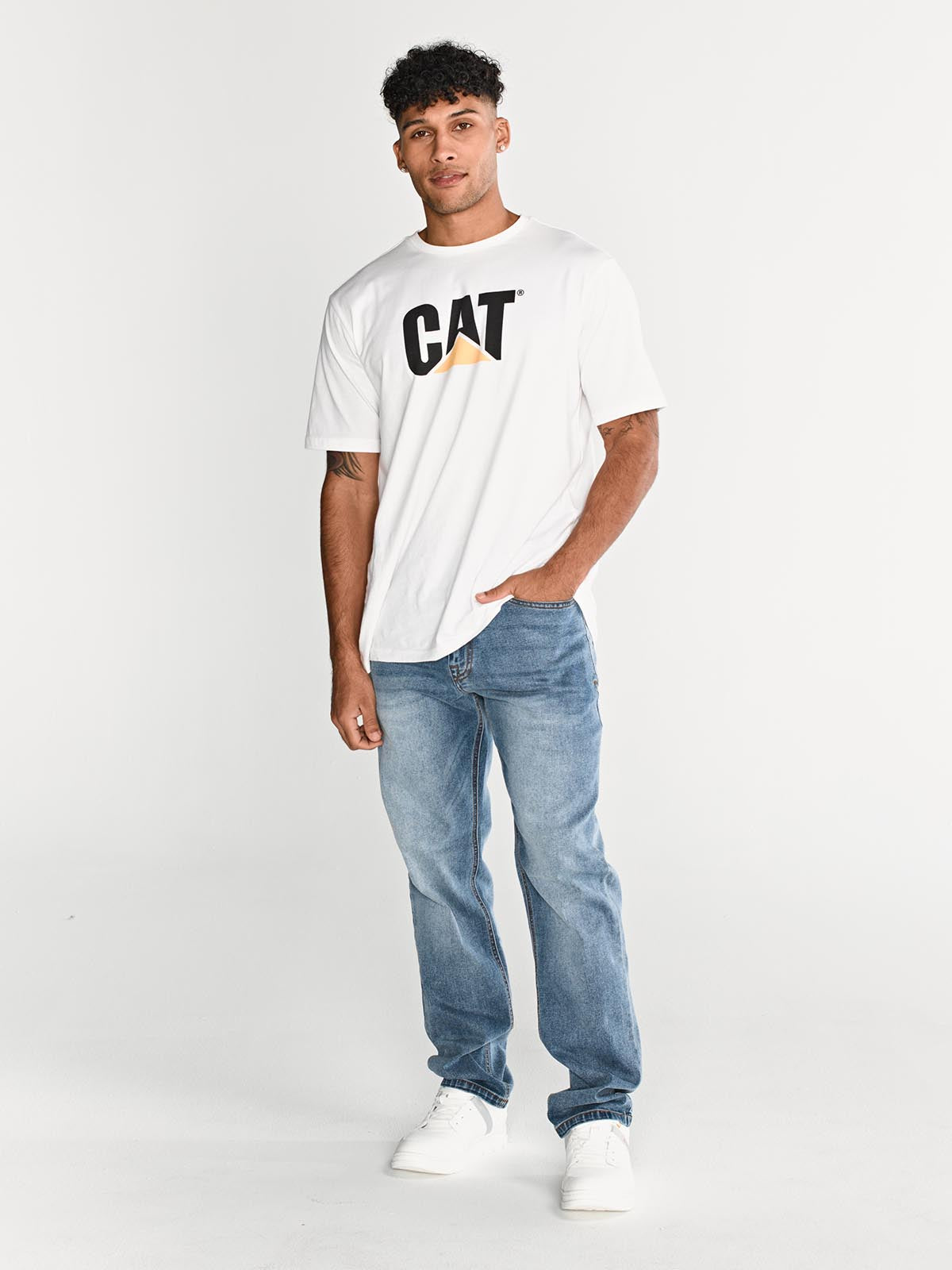 Jeans Rectos Hombre Tribllend Stretch Azul Claro Cat