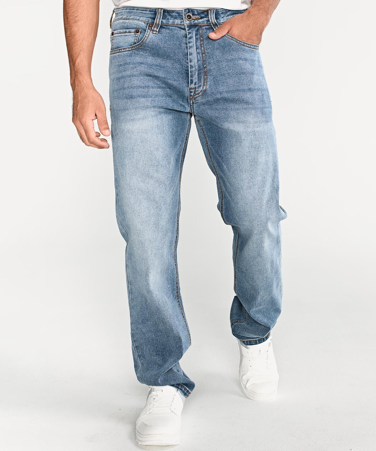 Jeans Rectos Hombre Tribllend Stretch Azul Claro Cat