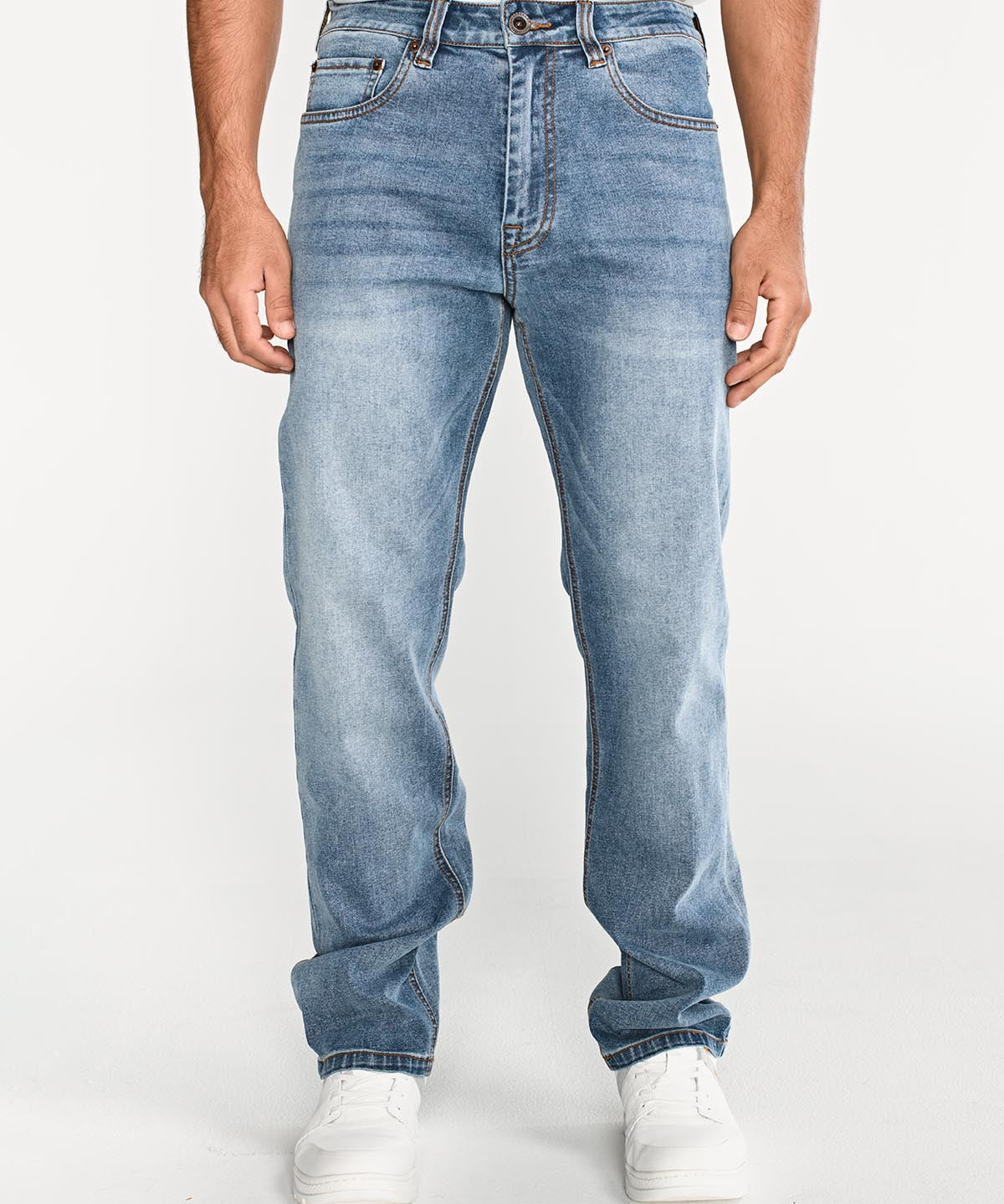 Jeans Rectos Hombre Tribllend Stretch Azul Claro Cat
