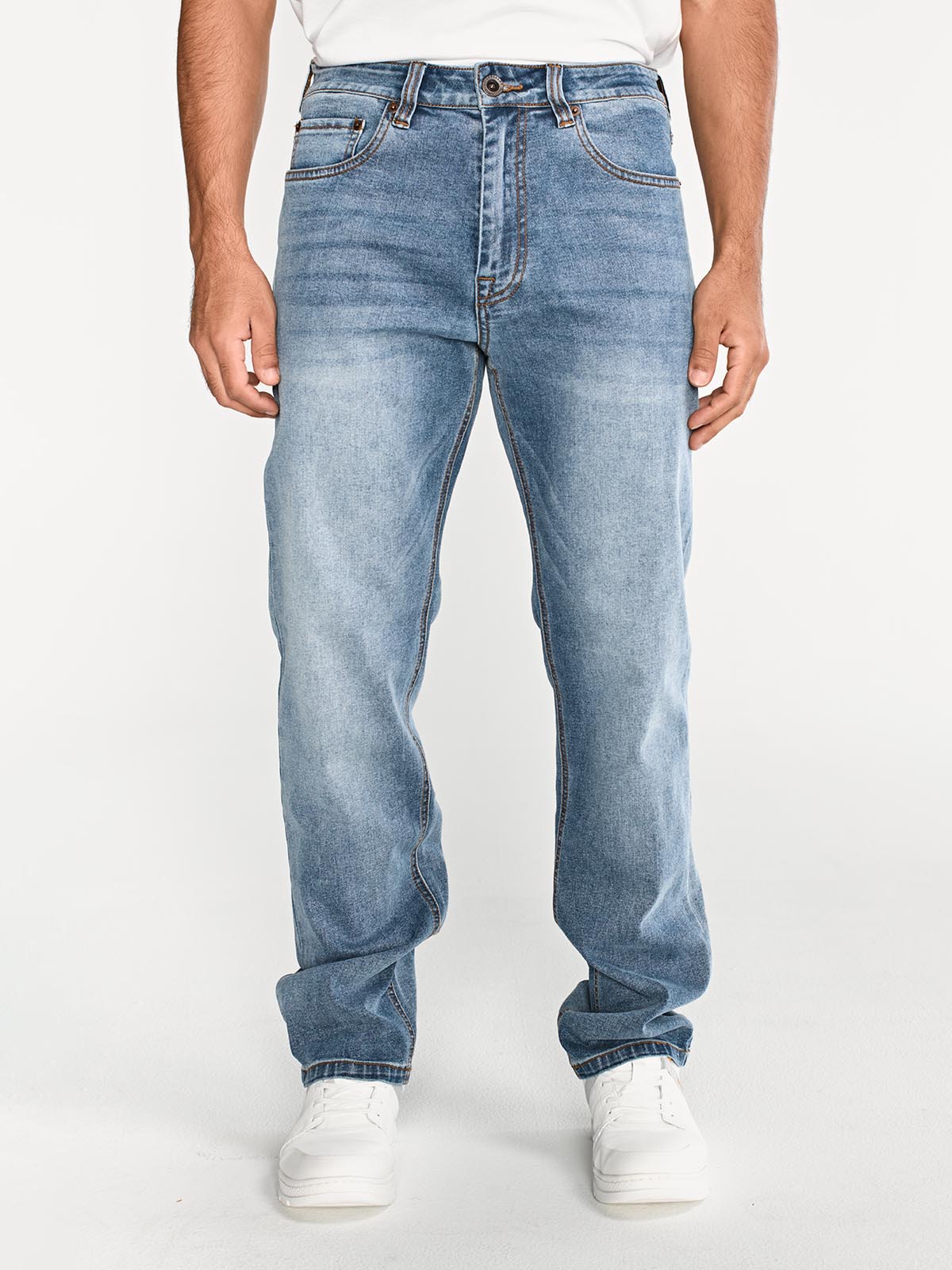 Jeans Rectos Hombre Tribllend Stretch Azul Claro Cat