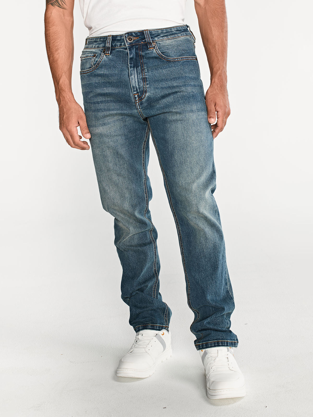 Jeans Rectos Hombre Eco Stretch Azul Cat