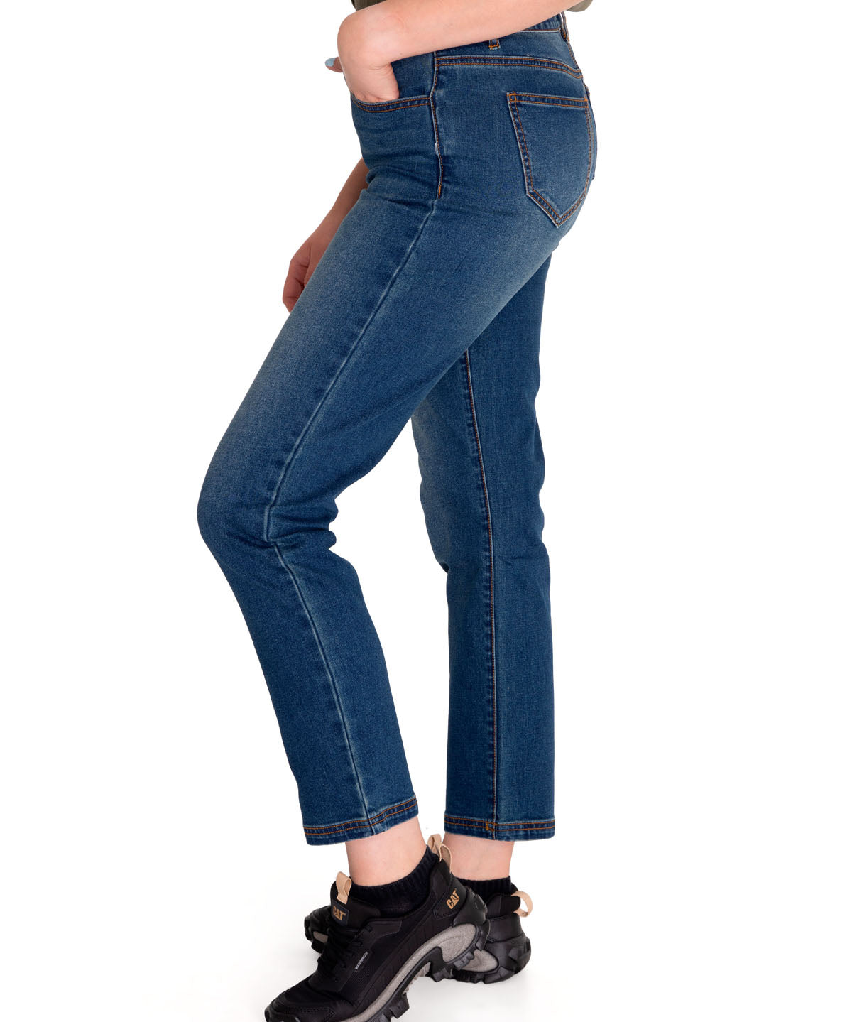 Jeans Denim Mujer Triblend Stretch Denim High-Rise Straight Azul Cat