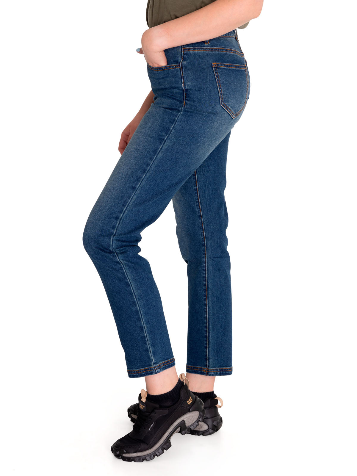 Jeans Denim Mujer Triblend Stretch Denim High-Rise Straight Azul Cat