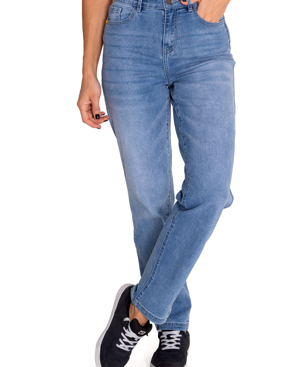 Jeans Denim Mujer Triblend Stretch Denim High-Rise Straight Celeste Cat