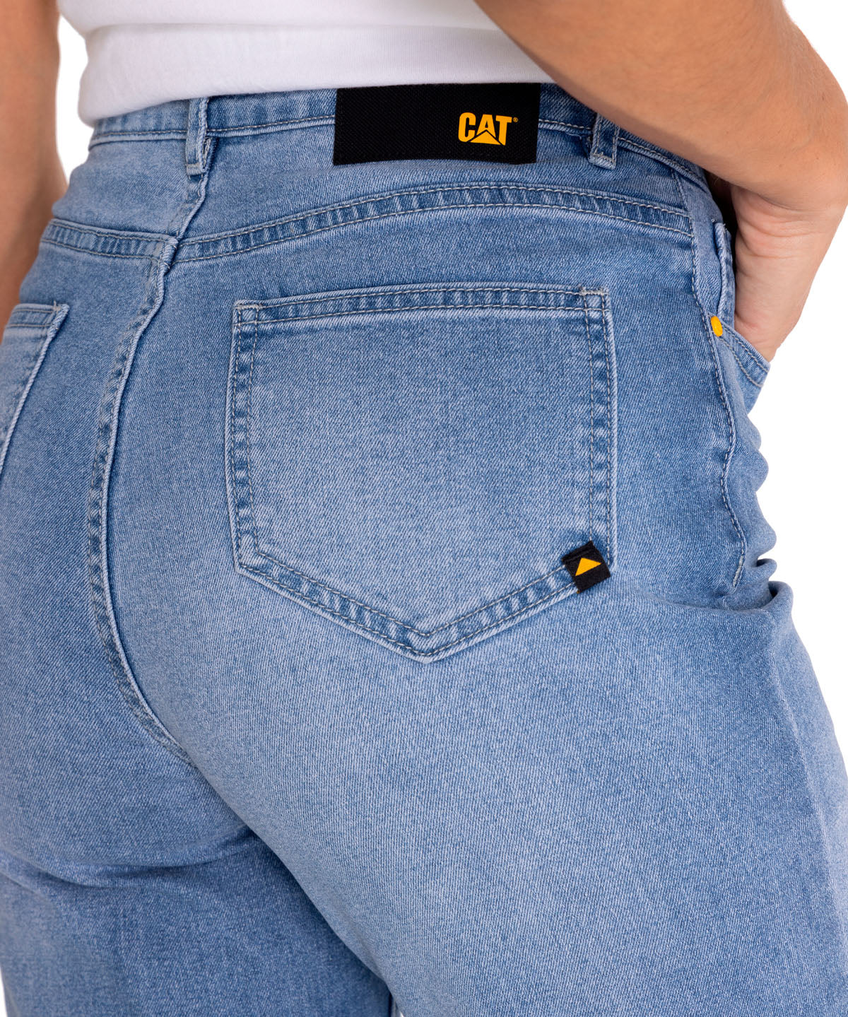 Jeans Denim Mujer Triblend Stretch Denim High-Rise Straight Celeste Cat