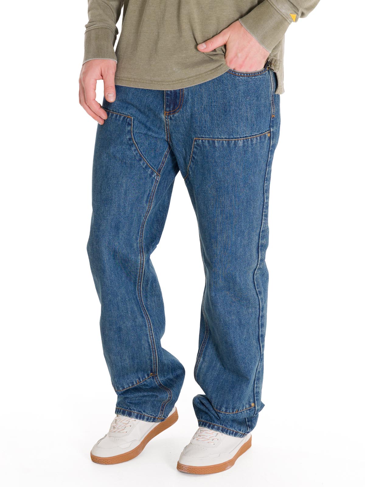 Jeans Regular Hombre Denim Double Front Azul Marino Cat