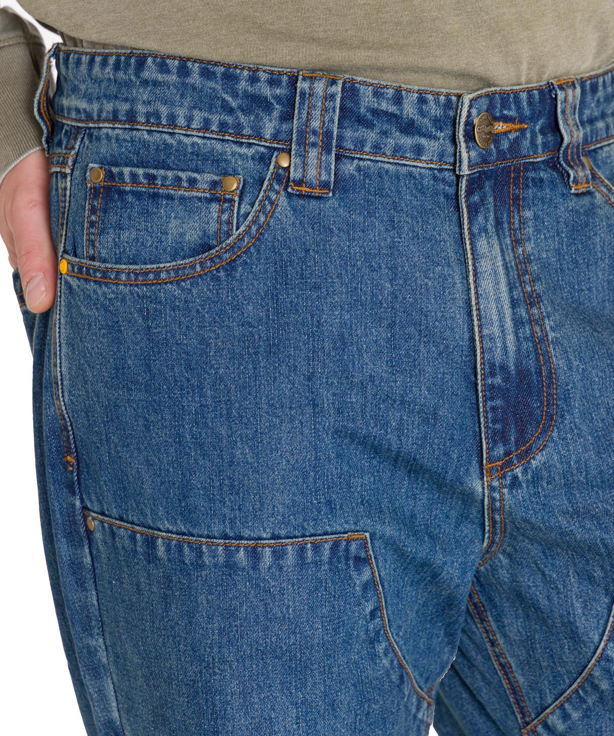 Jeans Regular Hombre Denim Double Front Azul Marino Cat