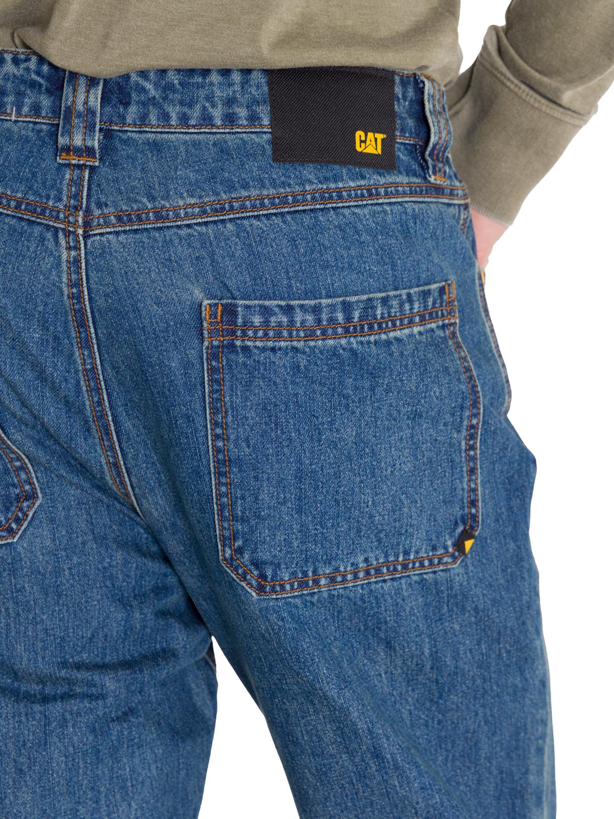 Jeans Regular Hombre Denim Double Front Azul Marino Cat