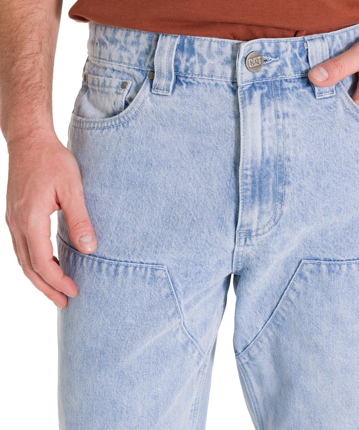 Jeans Regular Hombre Denim Double Front Azul Claro Cat