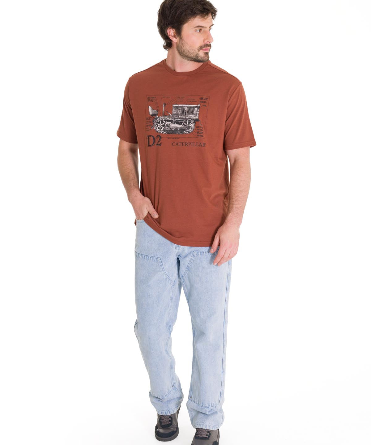 Jeans Regular Hombre Denim Double Front Azul Claro Cat