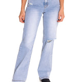 Jeans Denim Mujer Triblend Stretch Denim Wide Leg Celeste Cat
