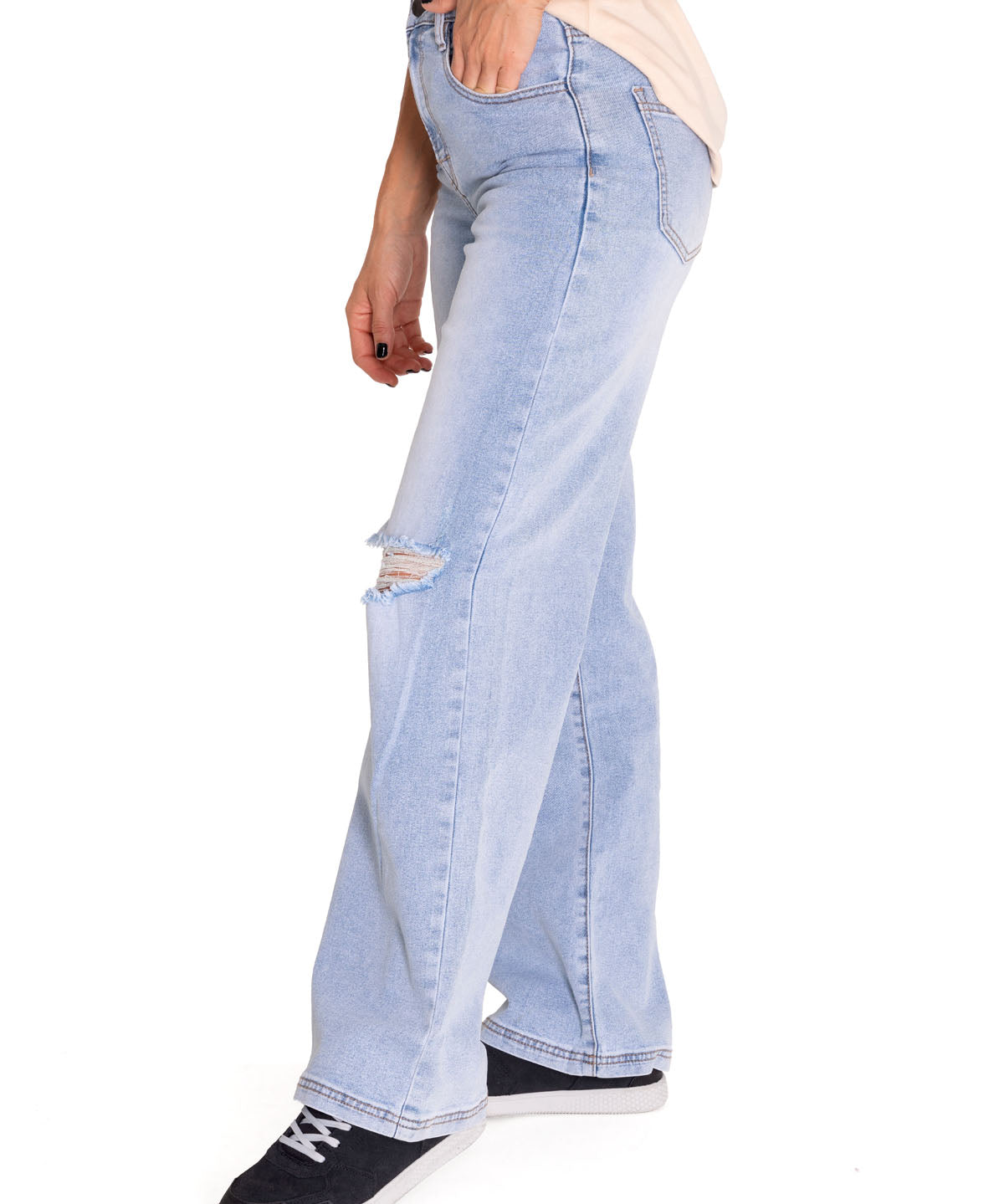 Jeans Denim Mujer Triblend Stretch Denim Wide Leg Celeste Cat