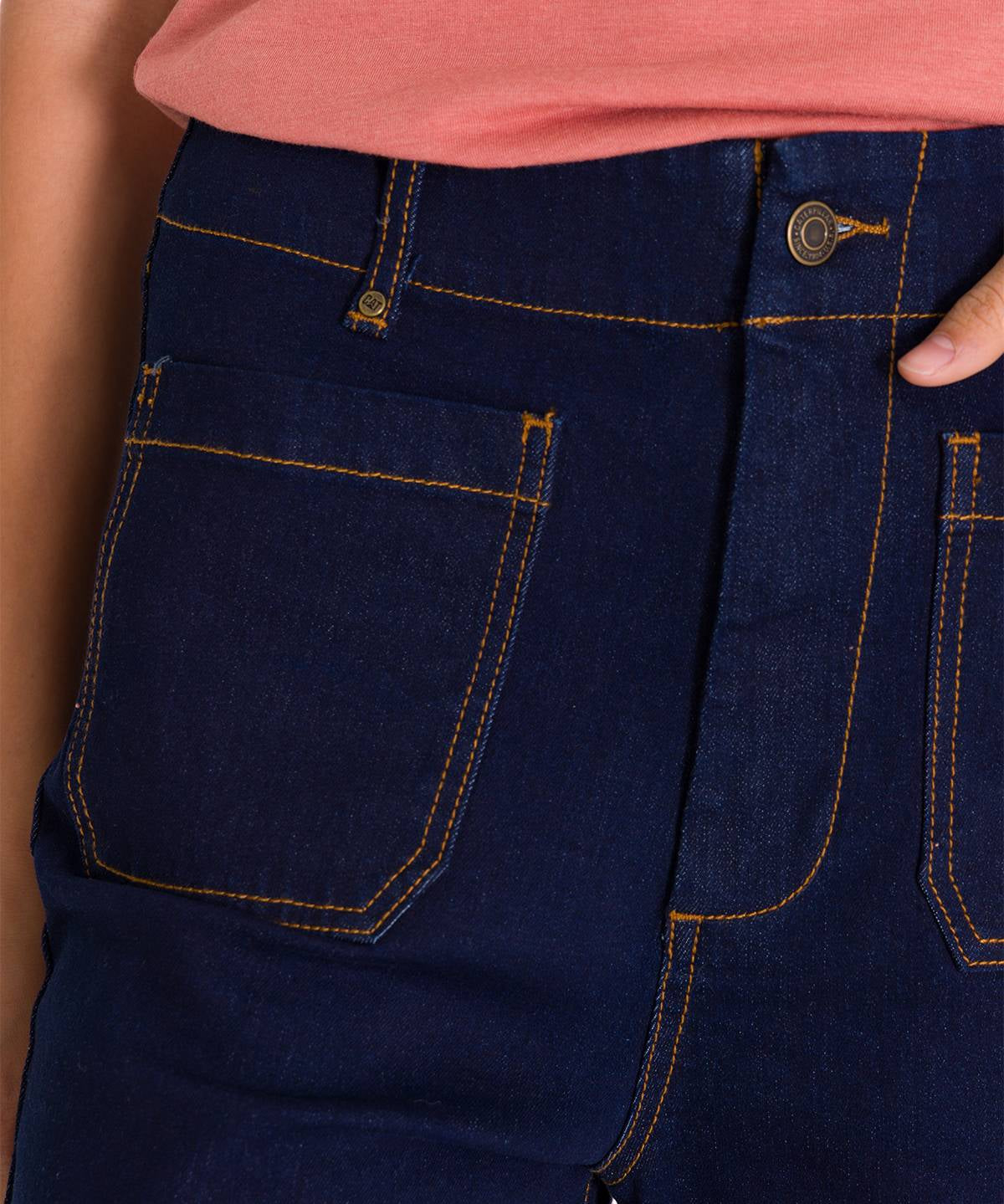 Jeans Wide Leg Casual Mujer TRIBLEND STRETCH DENIM PATCH FRONT POCKET FLARE Azul Marino Cat