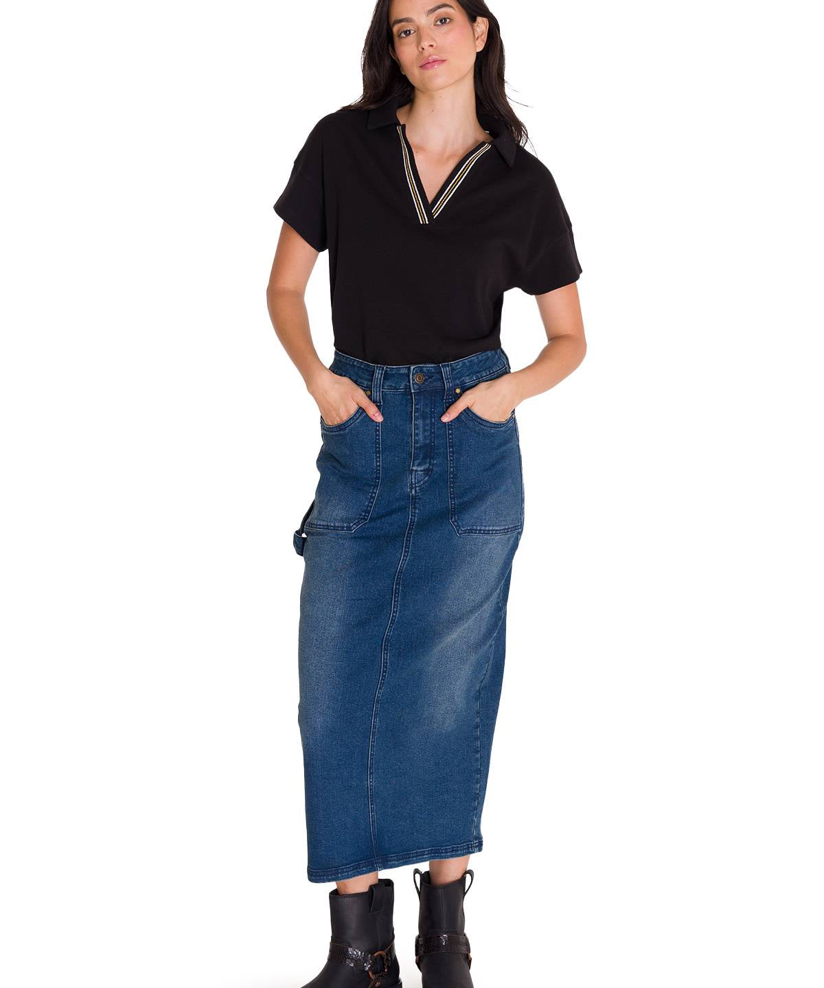 Falda Ajustada Casual Mujer CARPENTER MAXI SKIRT Denim Cat