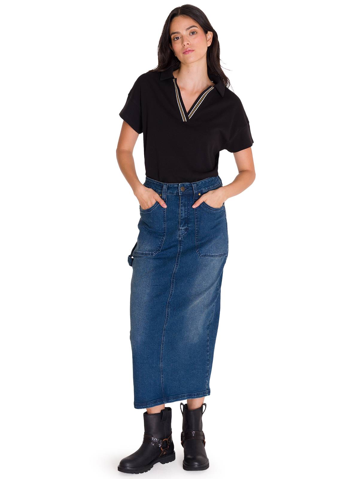 Falda Ajustada Casual Mujer CARPENTER MAXI SKIRT Denim Cat