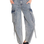 Jeans Tiro Alto Mujer RIGID DENIM EXAGGERATED CARGO Gris Claro Cat