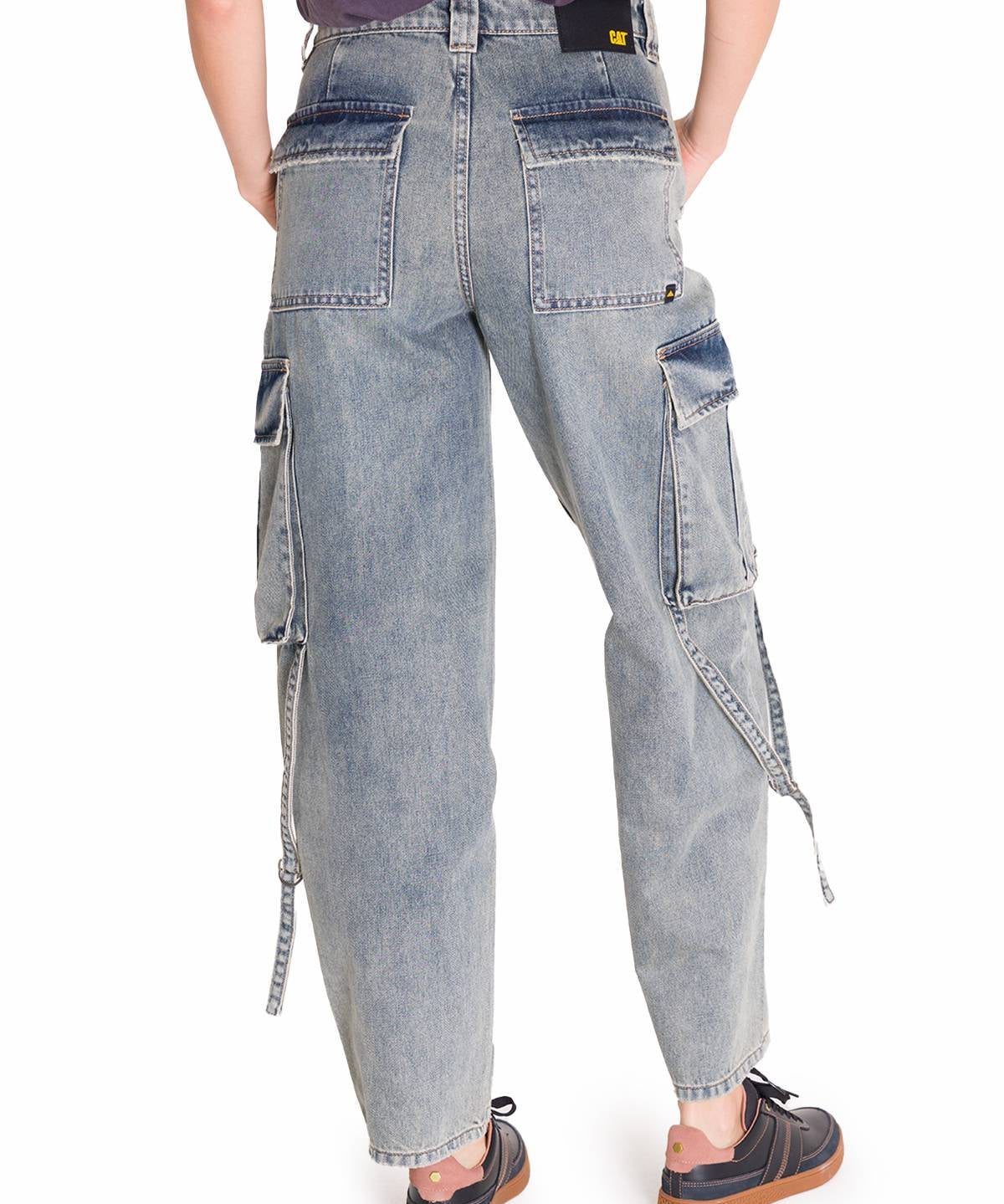 Jeans Tiro Alto Mujer RIGID DENIM EXAGGERATED CARGO Gris Claro Cat