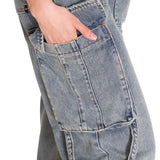 Jeans Tiro Alto Mujer RIGID DENIM EXAGGERATED CARGO Gris Claro Cat