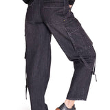 Jeans Tiro Alto Mujer RIGID DENIM EXAGGERATED CARGO Gris Cat