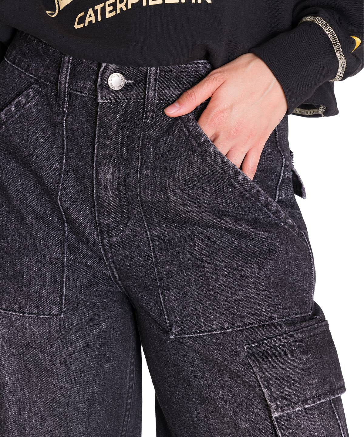 Jeans Tiro Alto Mujer RIGID DENIM EXAGGERATED CARGO Gris Cat