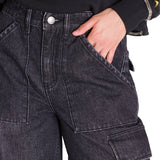 Jeans Tiro Alto Mujer RIGID DENIM EXAGGERATED CARGO Gris Cat