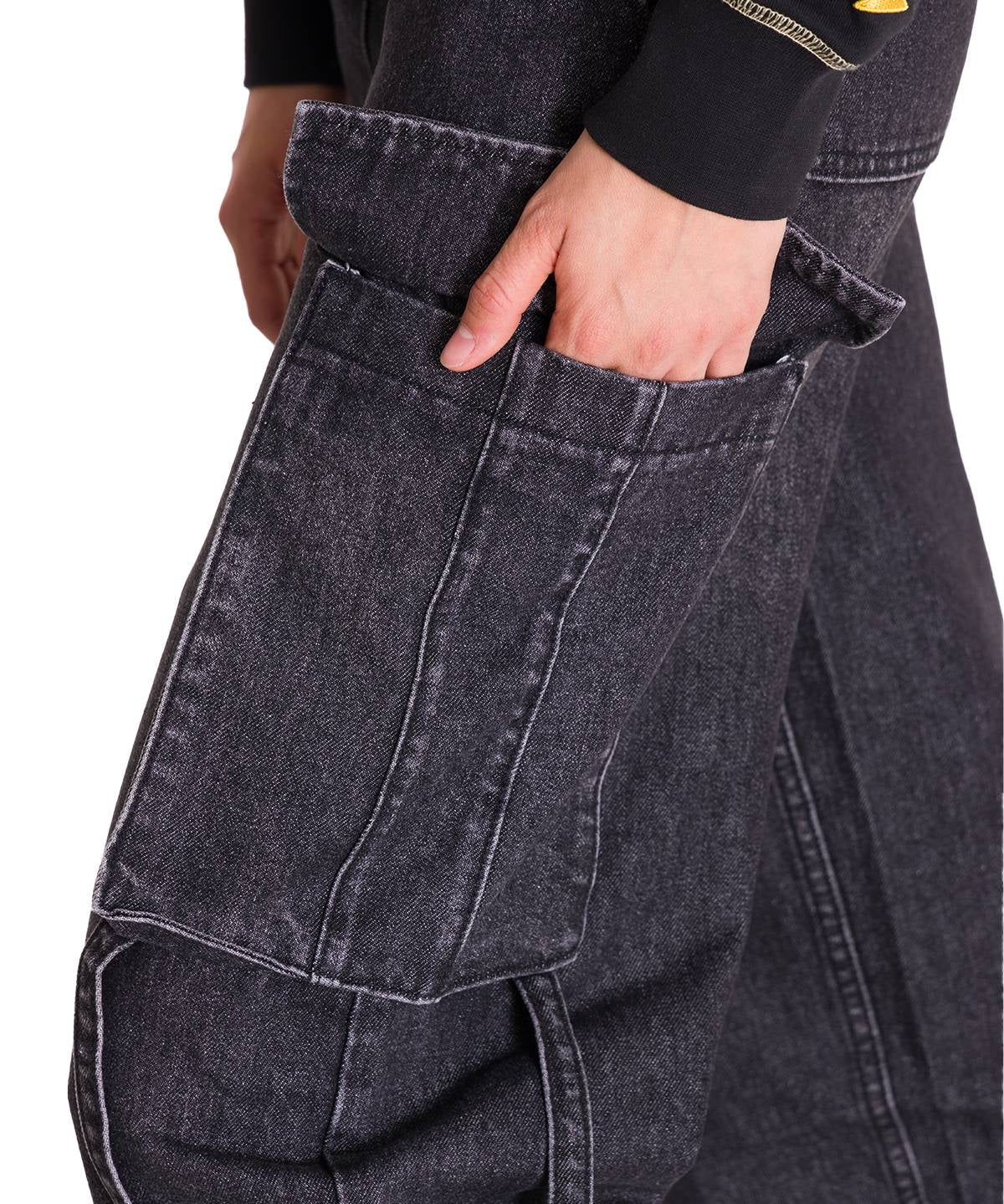 Jeans Tiro Alto Mujer RIGID DENIM EXAGGERATED CARGO Gris Cat